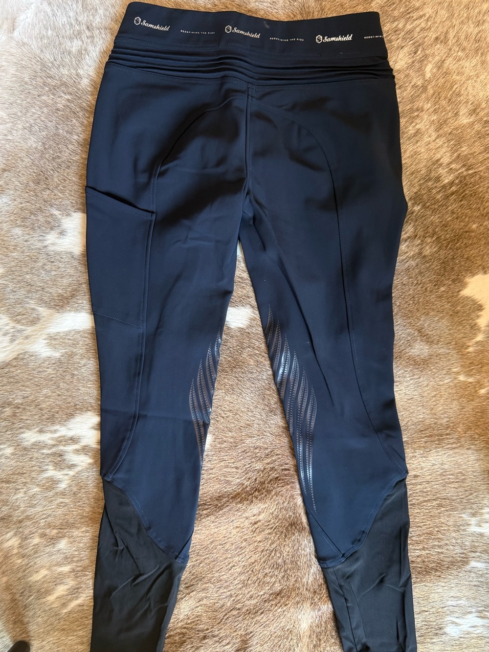 Samshield Women's Dark Navy Performance Riding Tights. Pull on style. - Picture 4 of 6